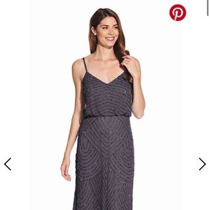 Adrianna Papell Art Deco Blouson Beaded Gown